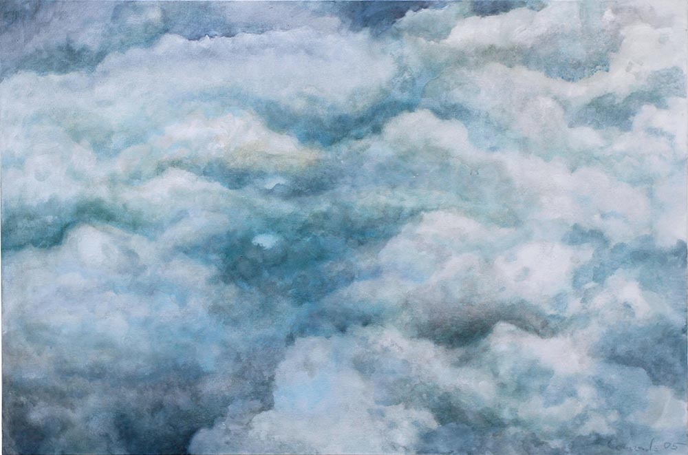 Wolkengrün 1 | Aquarell und Titanweiß auf Leinwand | 150 x 100 | 2008